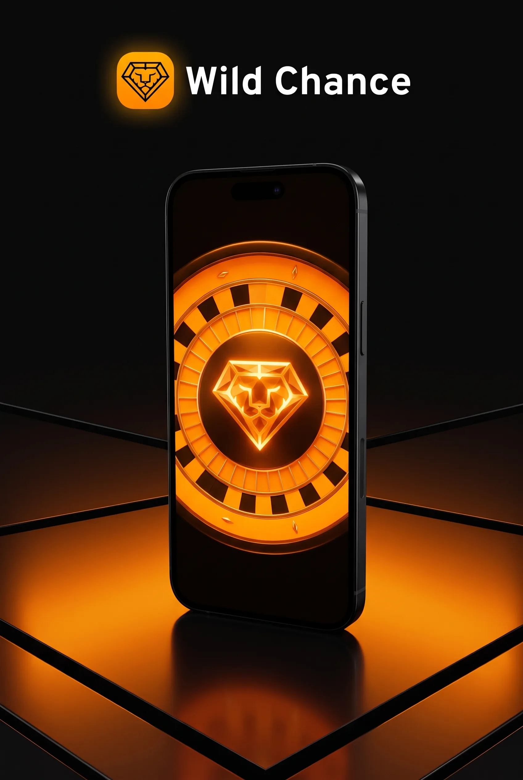 Smartphone mit goldenem Roulette und Wild Chance Symbol